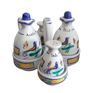 Set completo olio,aceto,sale e pepe